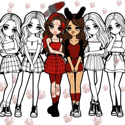 a group of girls realistic