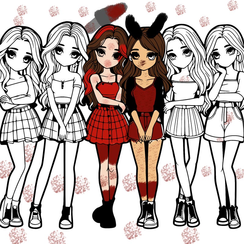 a group of girls realistic