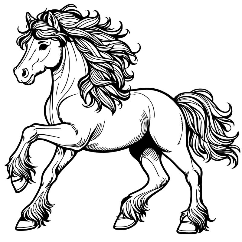 beautiful wild horse with a foul