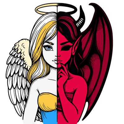 realistic angel half demon