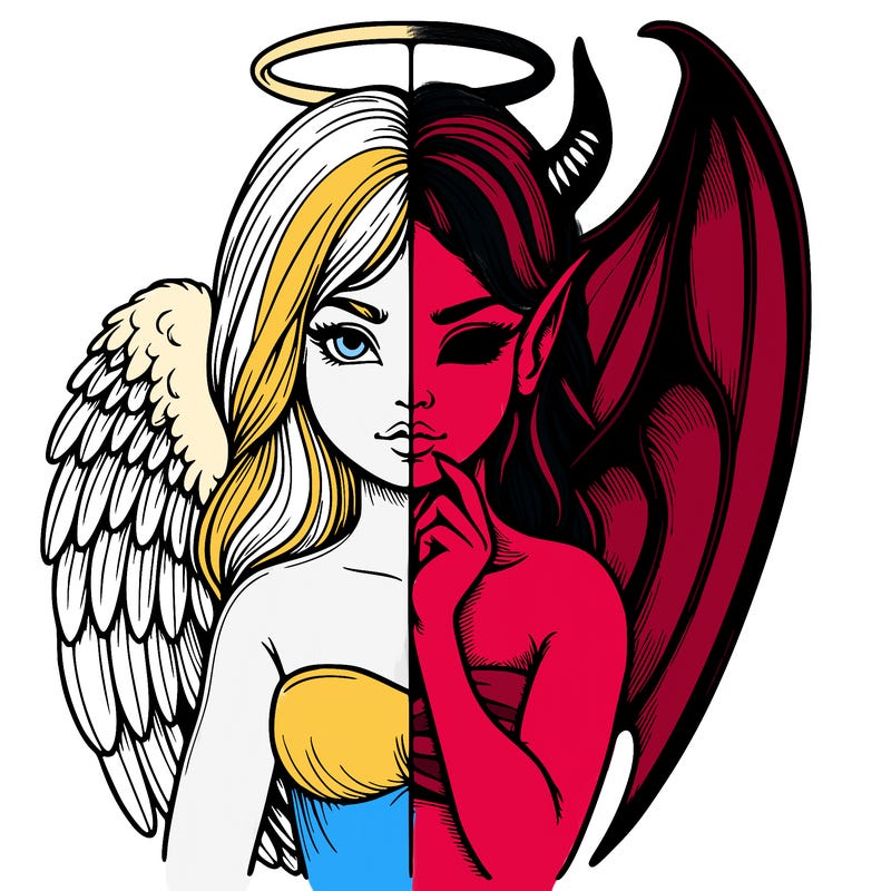 realistic angel half demon