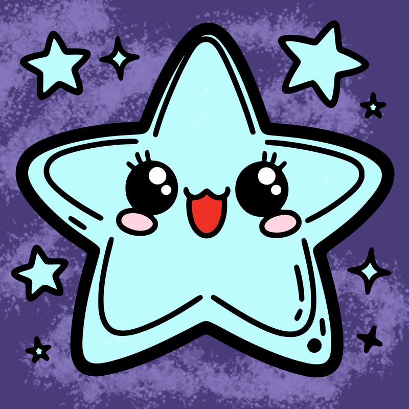 kawaii sea star: with multiple arms and a cheerful demeanor.