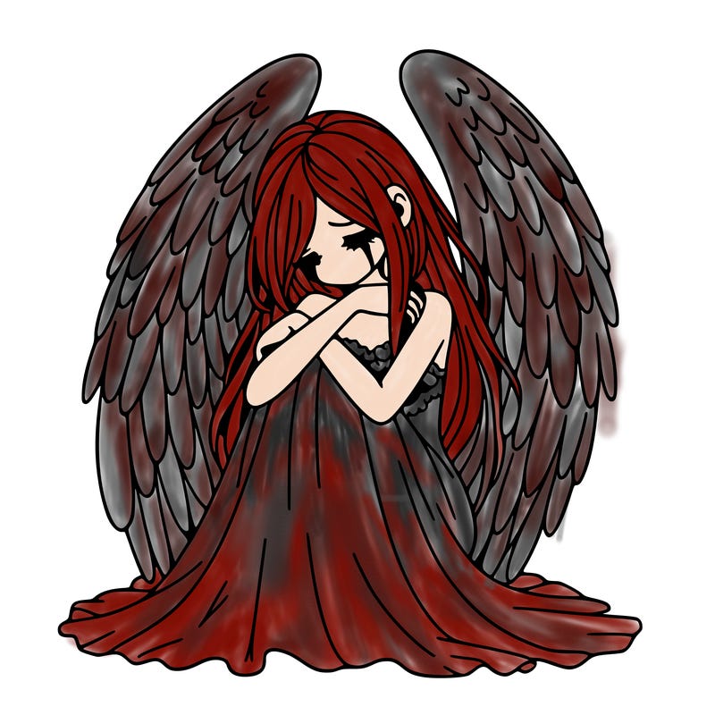 ethereal girl in grief, lonely and heartbroken