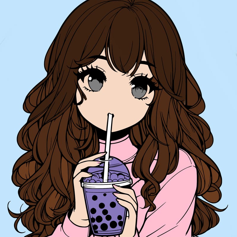 realistic girl drink a boba