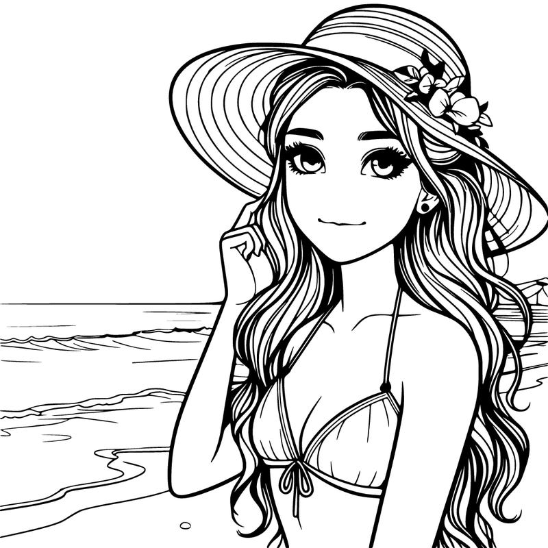 beach realistic girl