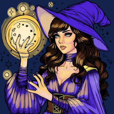 realistic women sorcerer using magic