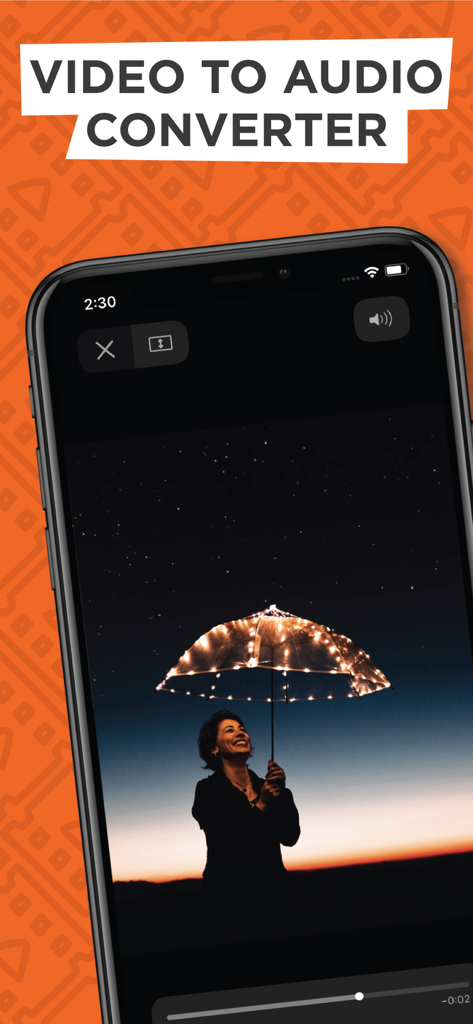 Video to Audio Converter App - Smartphone screen showing video playback in the Video to Audio Converter app