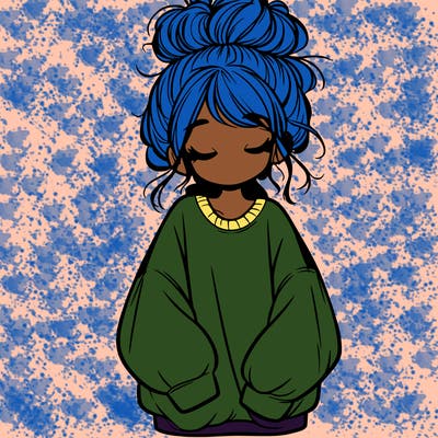 girl with baggy sweatshirt and messy bun