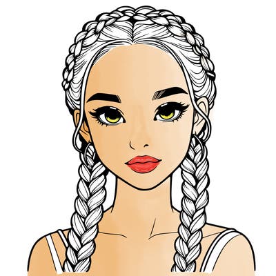 realistic girl with braids