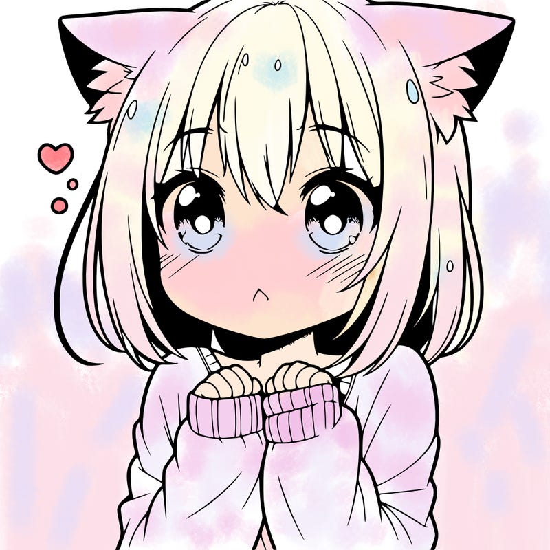 shy anime catgirl