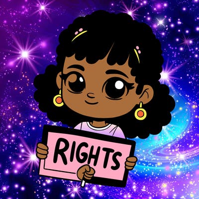 black girl holding a rights sign