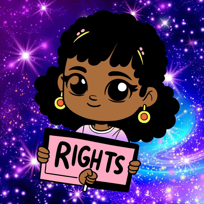 black girl holding a rights sign