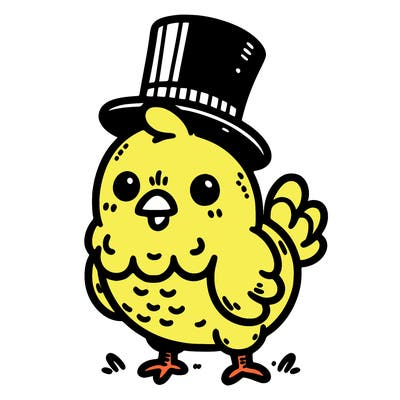 chicken with a top hat