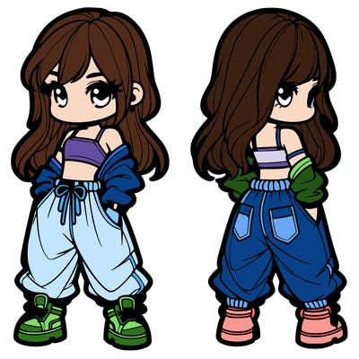 girl in crop top and baggy pants
