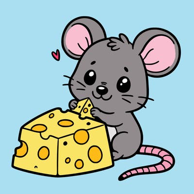 a cute mouse eating a piece of cheese