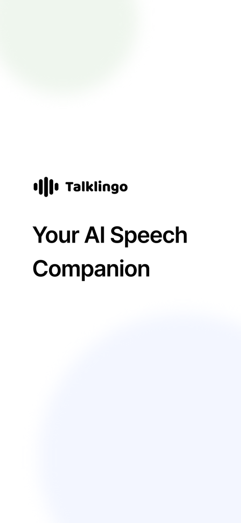 TalkLingo app logo and slogan Your AI Speech Companion on a white background