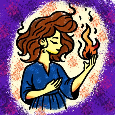 woman with fire