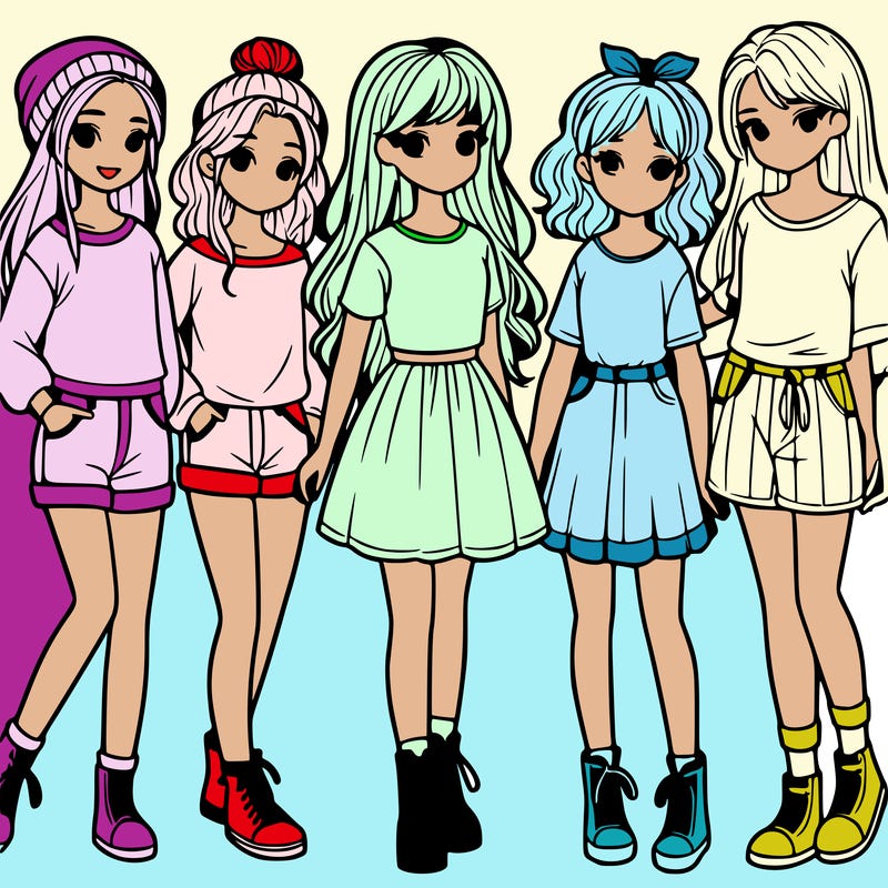 a group of five girls