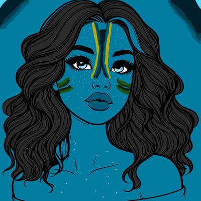 realistic girl with wavy hair and lips