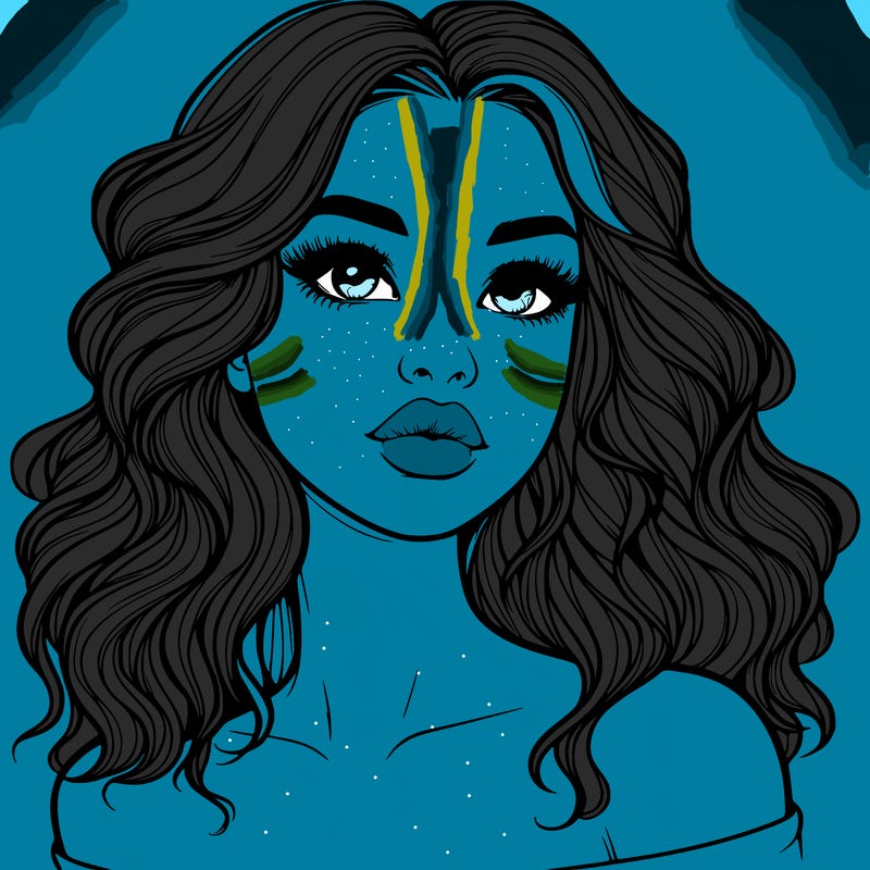 realistic girl with wavy hair and lips