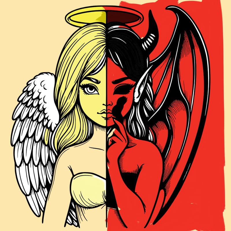 realistic angel half demon