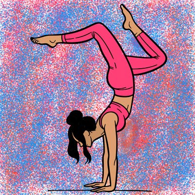 a woman doing a handstand