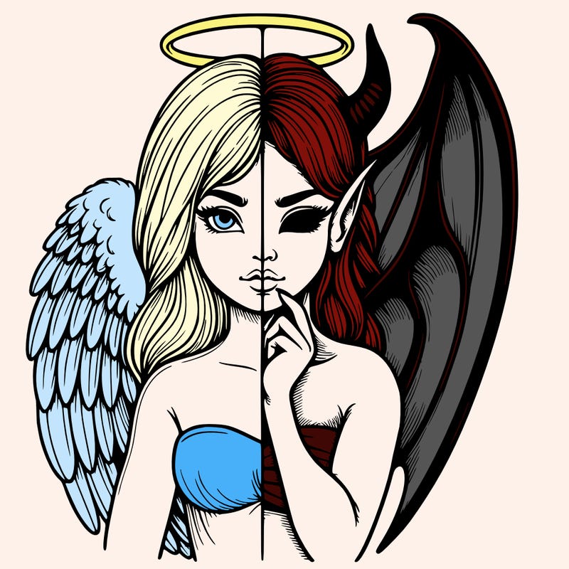 realistic angel half demon