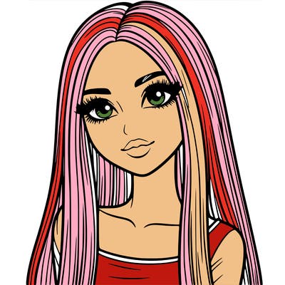 realistic girl with straight and long hair