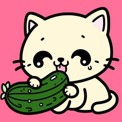 cat eating a cucumber