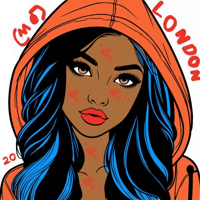 realistic beautiful girl with a hood on