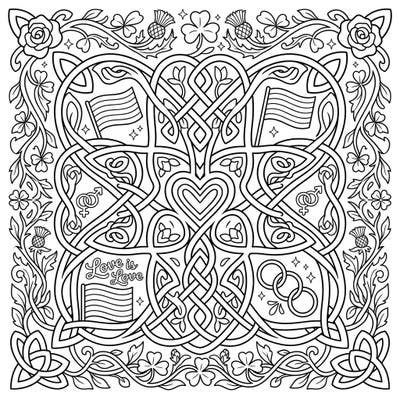 Immerse yourself in a beautiful blend of ancient art and modern celebration with this Celtic Pride flower knot coloring page. Featuring symbolic elements of love, diversity, and community, it's a perfect way to express your creativity and support.