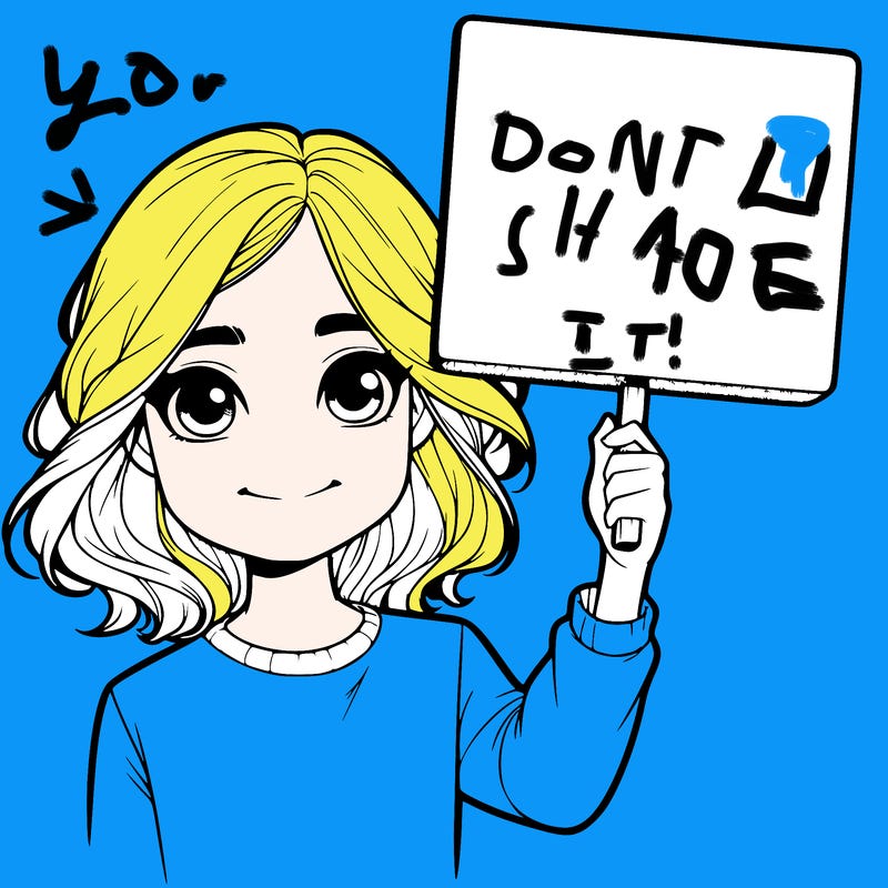 realistic girl holding up a sign