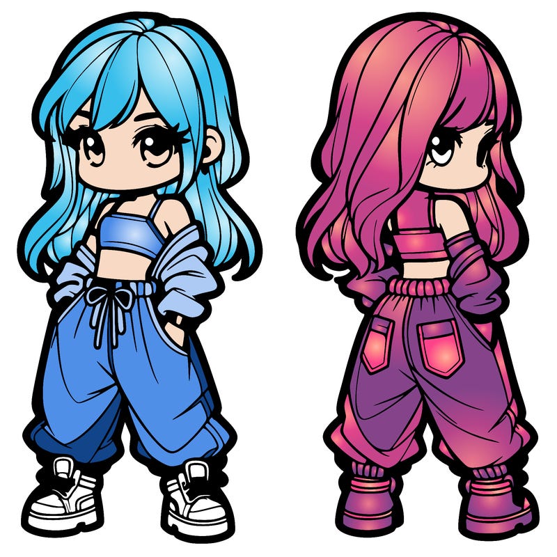 girl in crop top and baggy pants