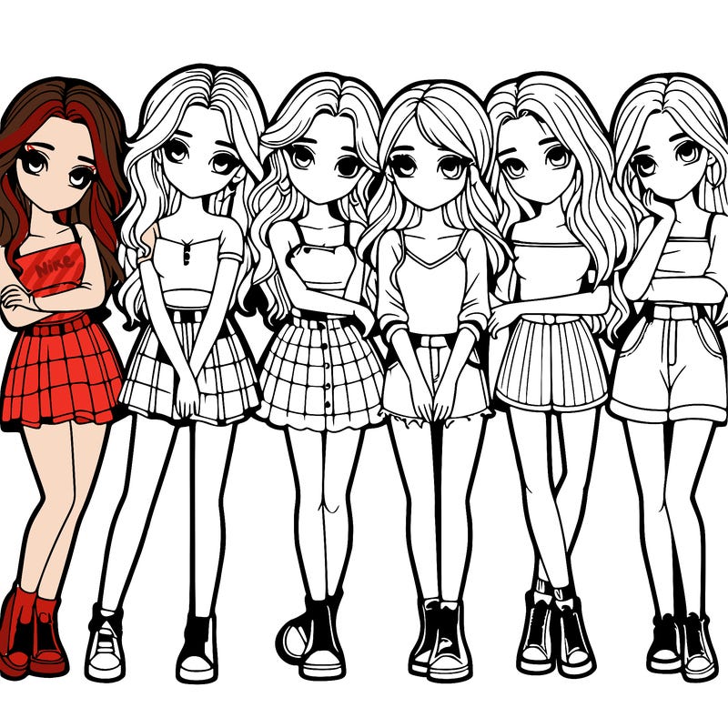 a group of girls realistic