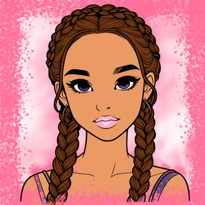 realistic girl with braids