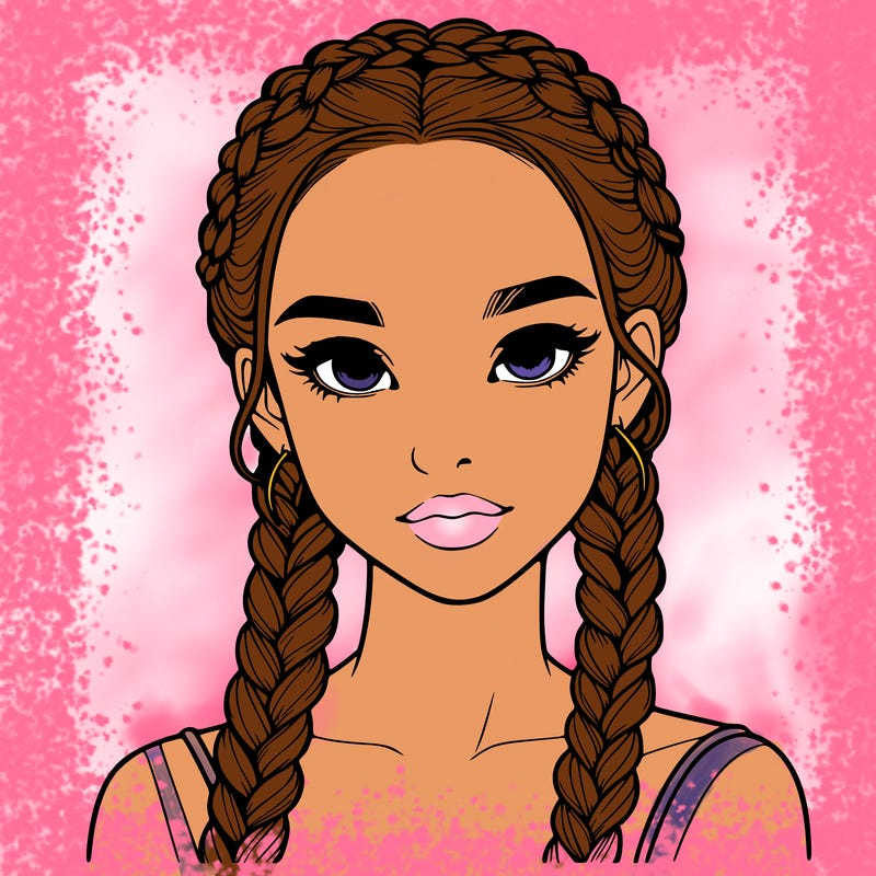 realistic girl with braids