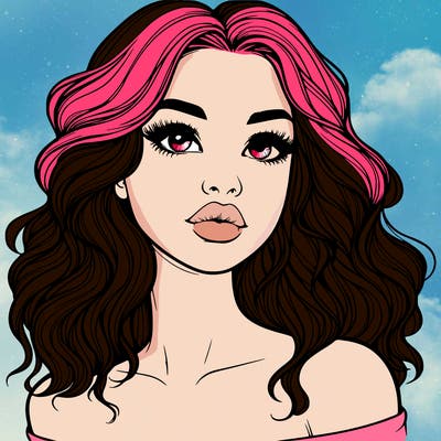 realistic girl with wavy hair and lips