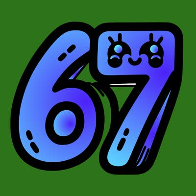 the numbers 67