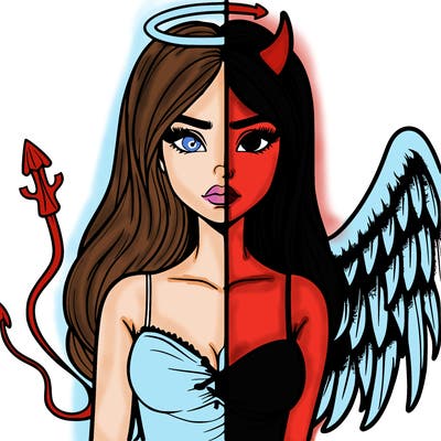 devil vs angel realistic girl