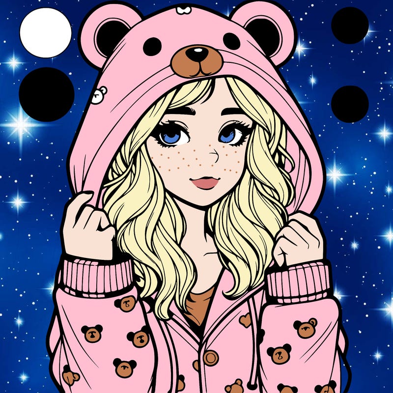 realistic girl in a animal pjs hoodie