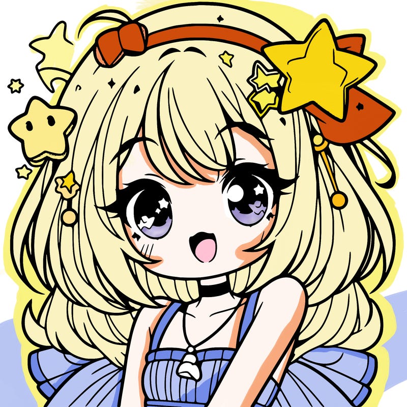 cute anime girl with star accessories
