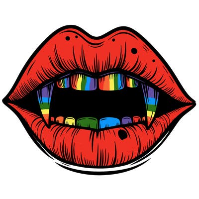 lips with vampire teeth