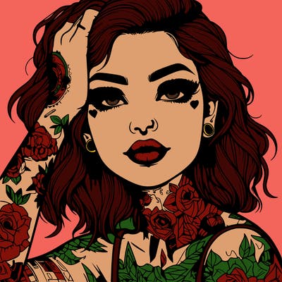 realistic girl with tattoos all over