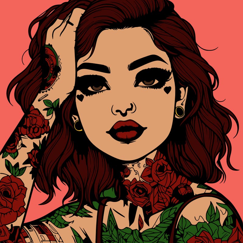 realistic girl with tattoos all over