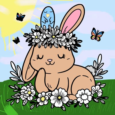 bunny in a flower crown