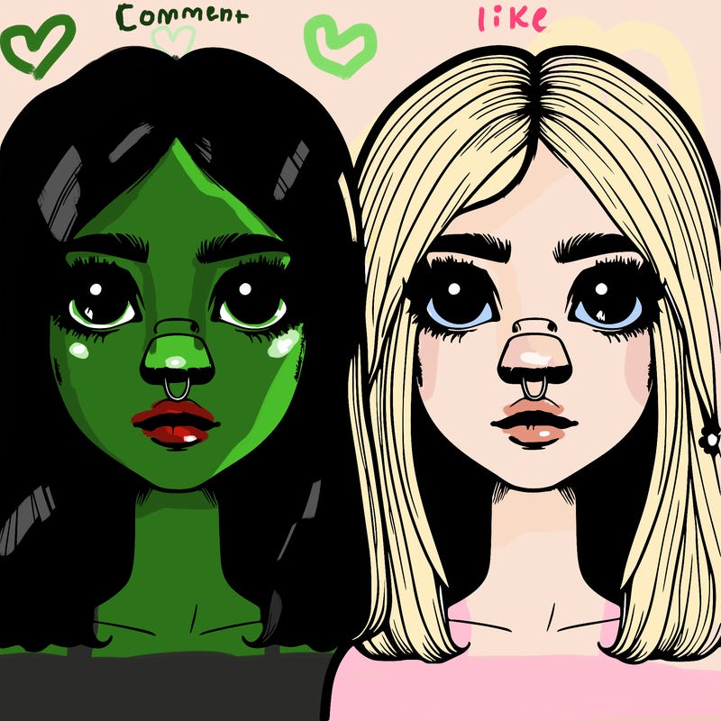 realistic girl duo with noses