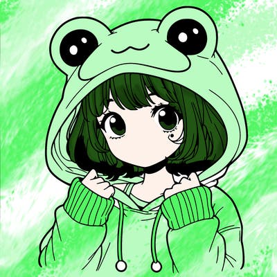 a cute teenage girl wearing a frog hoodie