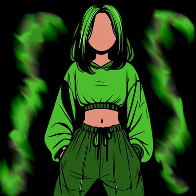 realistic girl faceless with baggy pants and a crop top