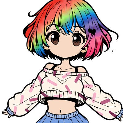 manga girl in a cute crop top