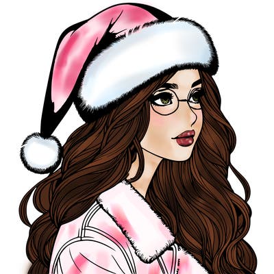 realistic girl in santa hat
